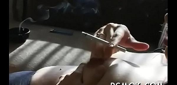 Girl talking on the phone and playing with her shaved twat